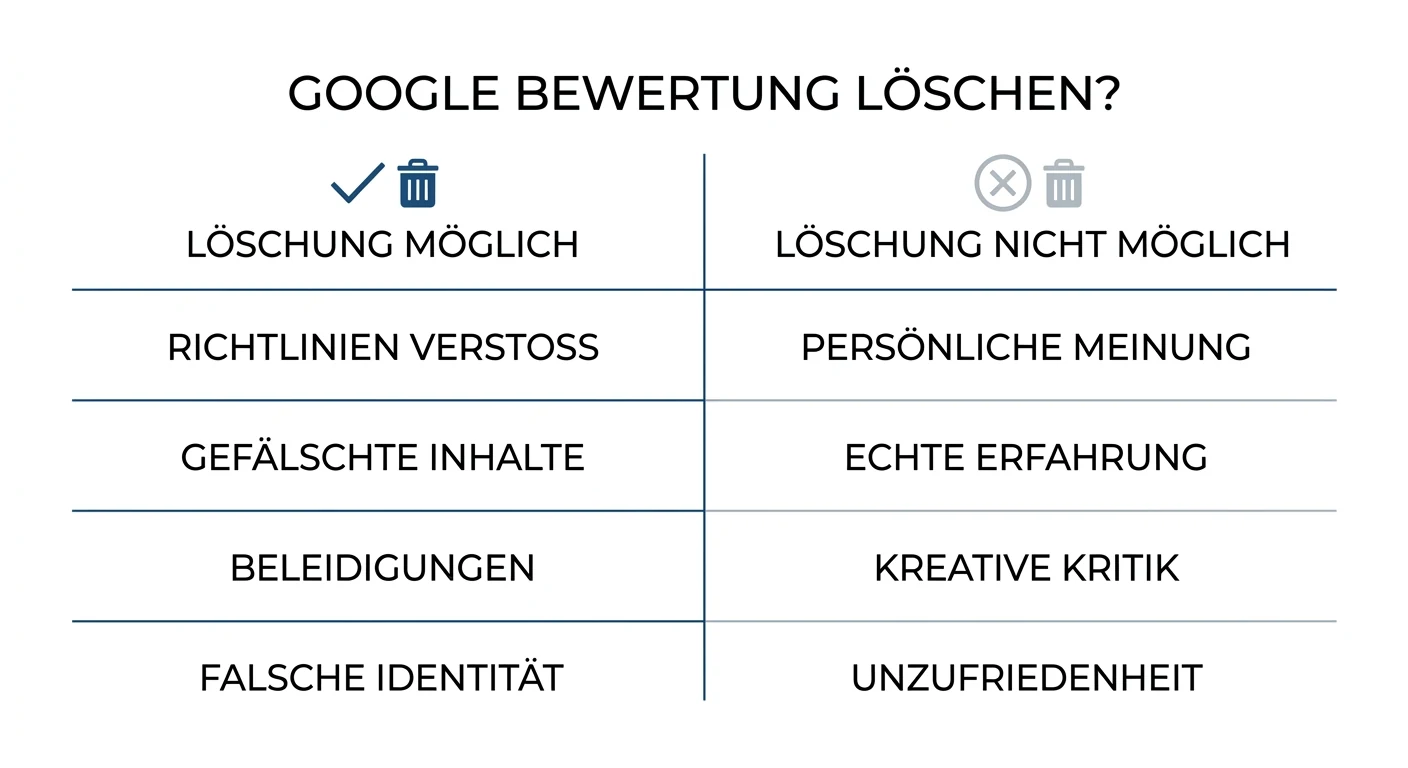 Infografik: Wann sich negative Google-Bewertungen löschen lassen